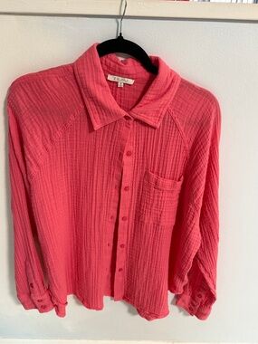 Z Supply Coral Textured Button-Down Shirt